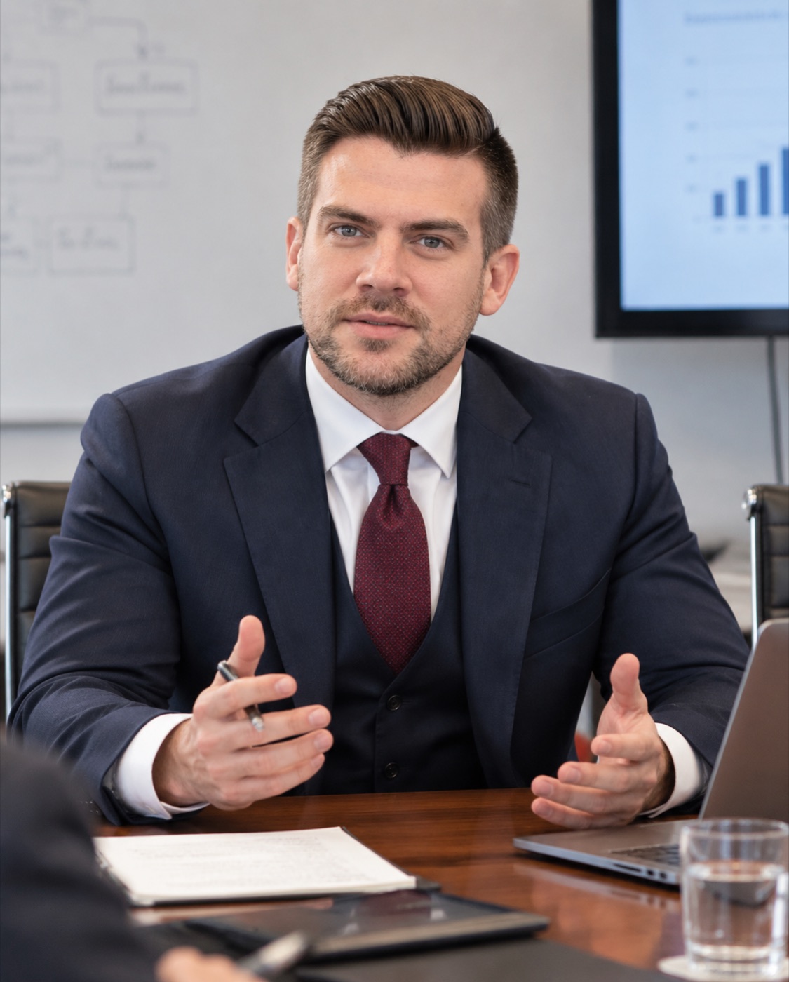 Vayden Foster speaking in a boardroom